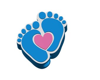 Baby Feet Heart Straw Topper STL File: 3D Print Design (2 Sizes Included)