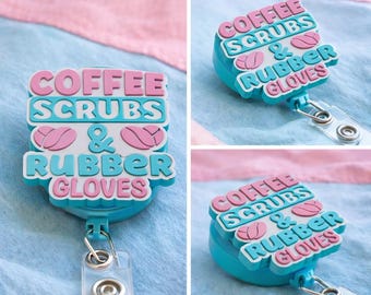 Coffee Scrubs & Rubber Gloves Badge Reel Cover STL | Nurse Badge Reel Topper | Medical Badge Reel SVG STL 3MF