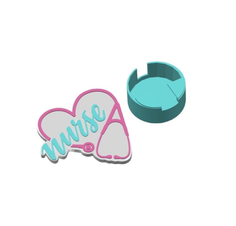 Nurse Heart Badge Reel Cover STL File: 3D Print Pre-colored 3MF File included image 4
