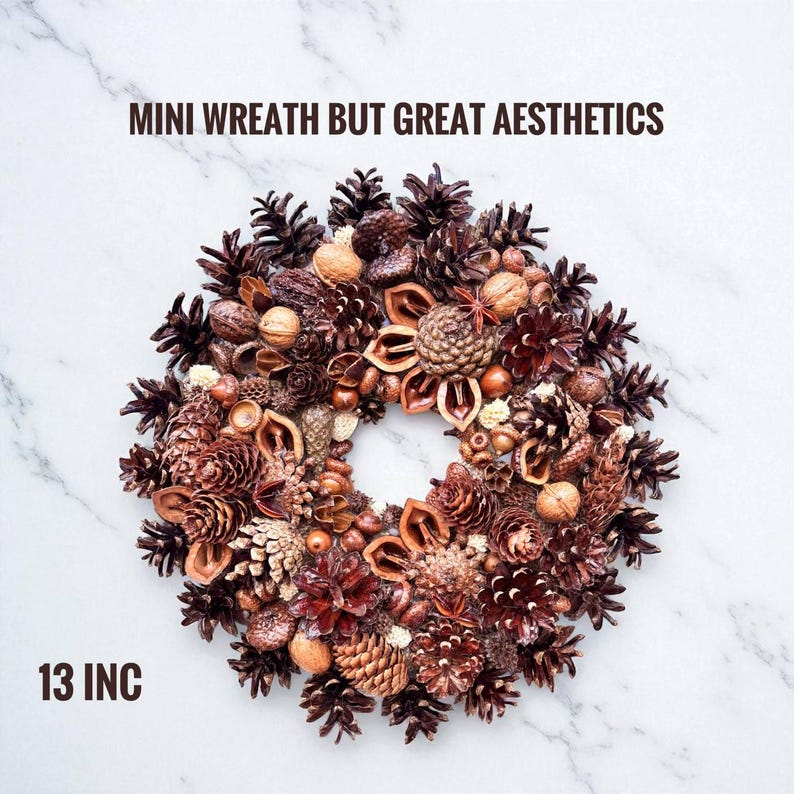 Pinecone Wreath Assorted Natural Autumn Forest decor Fall Winter Wreath Rustic Farmhouse Christmas Front Door Wreath Mantle Decor image 7