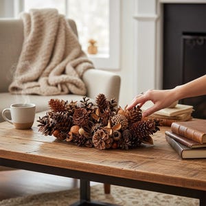 Pinecone Wreath Assorted Natural Autumn Forest decor Fall Winter Wreath Rustic Farmhouse Christmas Front Door Wreath Mantle Decor image 10