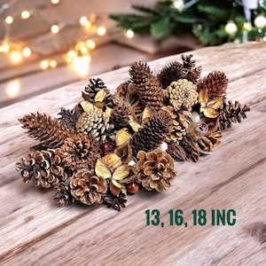 Pinecone Wreath Assorted Natural Autumn Forest decor Fall Winter Wreath Rustic Farmhouse Christmas Front Door Wreath Mantle Decor image 9