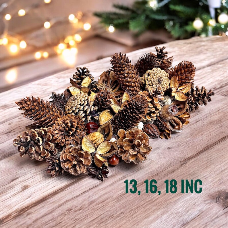 Pinecone Wreath Assorted Natural Autumn Forest decor Fall Winter Wreath Rustic Farmhouse Christmas Front Door Wreath Mantle Decor image 9