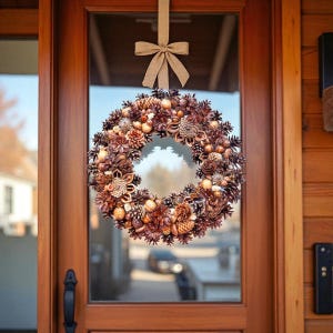 Pinecone Wreath Assorted Natural Autumn Forest decor Fall Winter Wreath Rustic Farmhouse Christmas Front Door Wreath Mantle Decor image 2