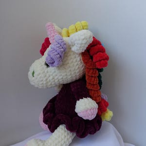 Plush Crochet Unicorn Toy – Handmade Amigurumi Unicorn Doll with Rainbow Mane – Soft Stuffed Animal Birthday Gift for Girl – Unicorn 35 cm