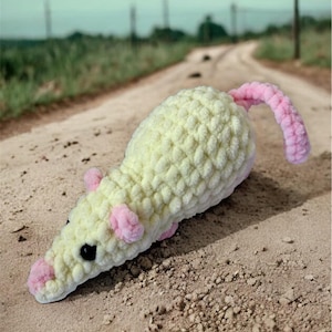Plush Rat Toy, Crochet Mouse, Amigurumi Rat, Stuffed Animal, Soft Mouse Plushie, Cute Pet Rat Gift, Baby Toy Kawaii Mouse Handmade Plush Rat