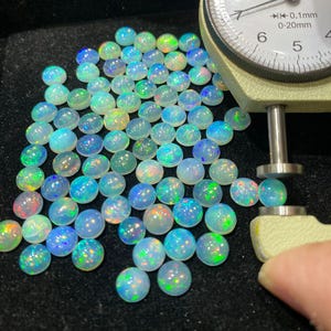 Genuine Natural Ethiopian Welo Fire Opal 7X7 MM AAA+ Round Cabochon Loose Gemstones Per Piece 0.90 Carat Colorful Opal for Jewelry Making
