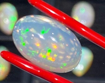 Ethiopian White Opal Gemstone: Oval Loose Stone for Jewelry Making