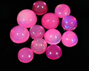 Pink Ethiopian Welo Opal Cabochons: 12pc Round Gemstone Lot 12.15Cts