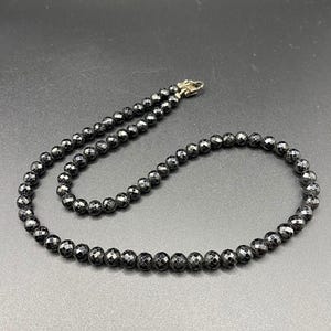 Elegant Black Onyx Beaded Necklace – 18” Handmade Gemstone Jewelry | 6mm Faceted Onyx Beads | Healing Crystal Necklace | Unisex Gift