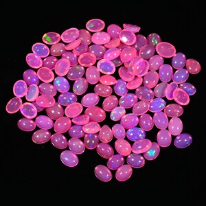 Premium Pink Opal Cabochon | 99pcs Round Natural Ethiopian Opal | Loose Fire Opal Welo Opal 72.50 Ct of 7MM for Jewelry Making