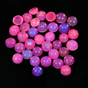 Natural Ethiopian Pink Opal Gemstone Round Cabochons 20.40 Ct. Lot size 6-5mm Multi Fire Welo Opal Stone for Jewelry Making Healing Crystals