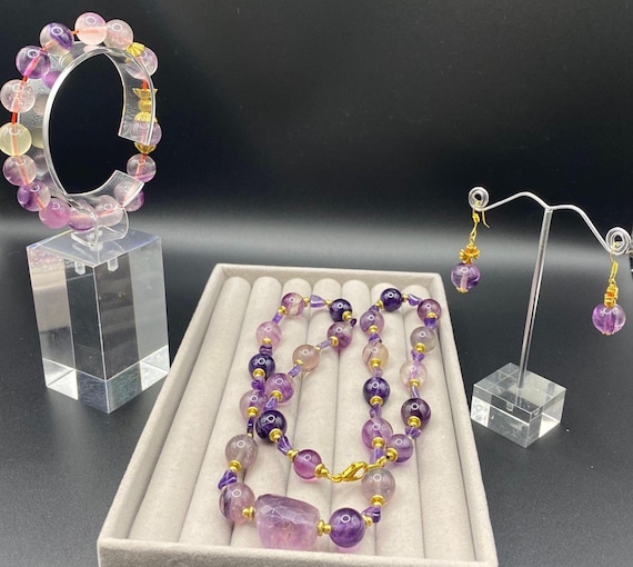 Super Seven Crystal Jewelry Set Amethyst Necklace Bracelet