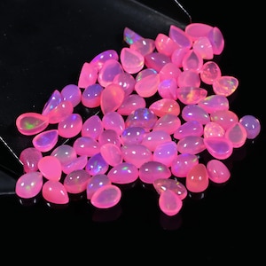 Premium Pink Opal Cabochon |108pcs Pear Natural Ethiopian Opal | Loose Fire Opal  32.70Ct of 4-5MM for Jewelry Making Healing crystal