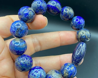 Afghan Lapis Lazuli Bracelet | 12mm Round Gemstone Bead