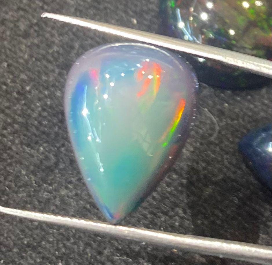 Ethiopian Black Opal Pear Cabochon: 11.20 Ct Loose Gemstone - Etsy