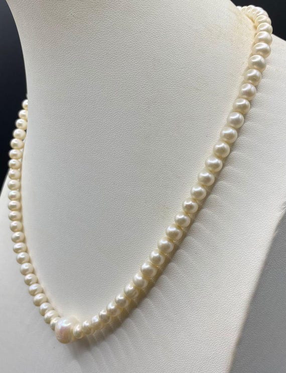 Freshwater Pearl Necklace: 19 White Drop Freshwater  Pearl Accented By Golden Orange Borque Necklace 19\