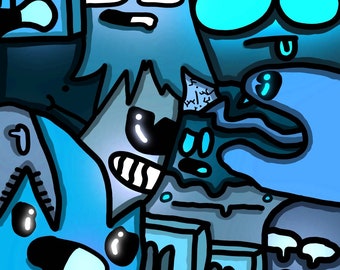 BLUE Doodle Art | Graffiti Style Art | Anime Manga Inspired Art | Red Graffiti Art | McBoiAnimations