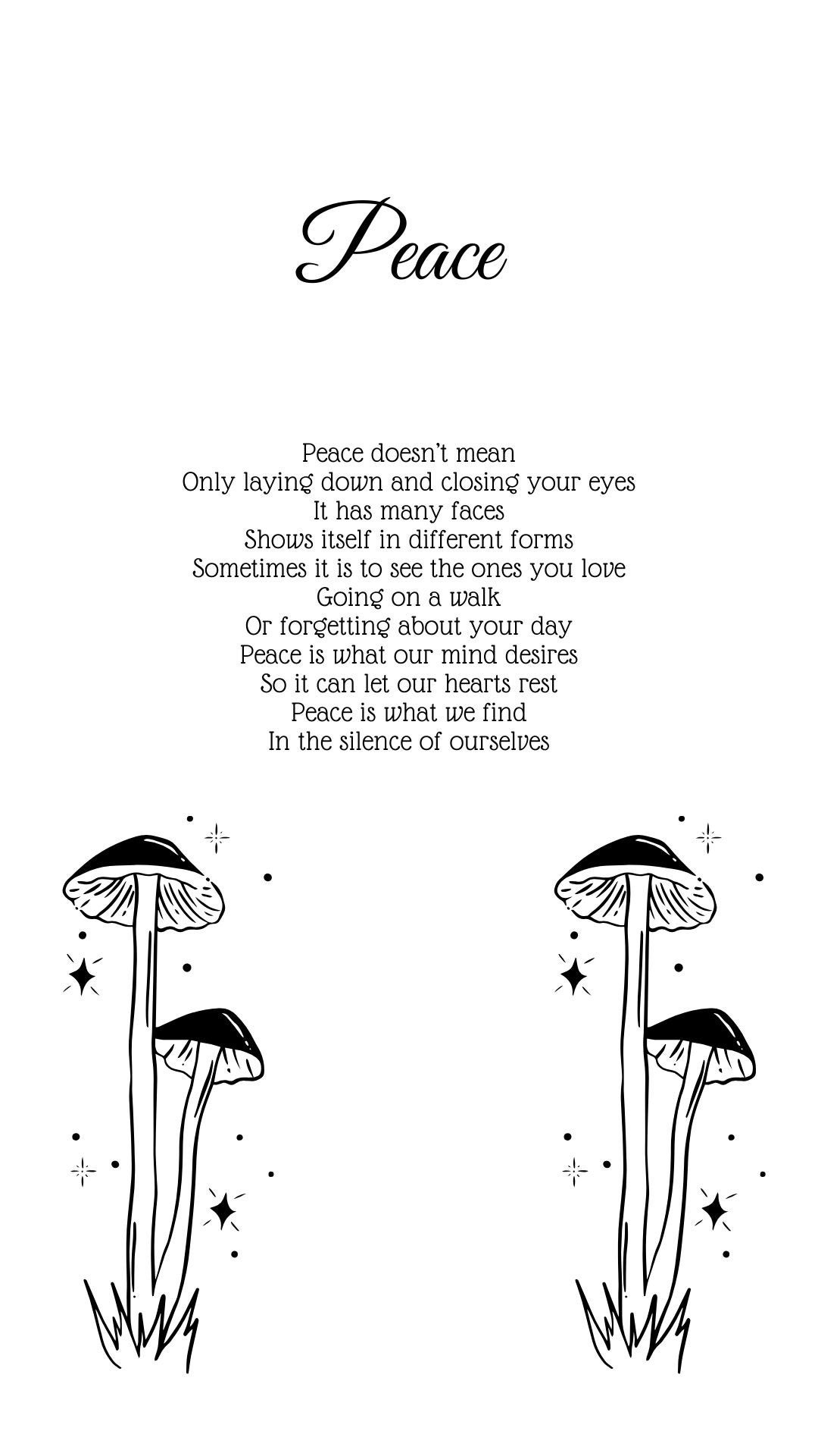 Nature Mushrooms Poem Digital Download Printable Poem Peaceful Etsy