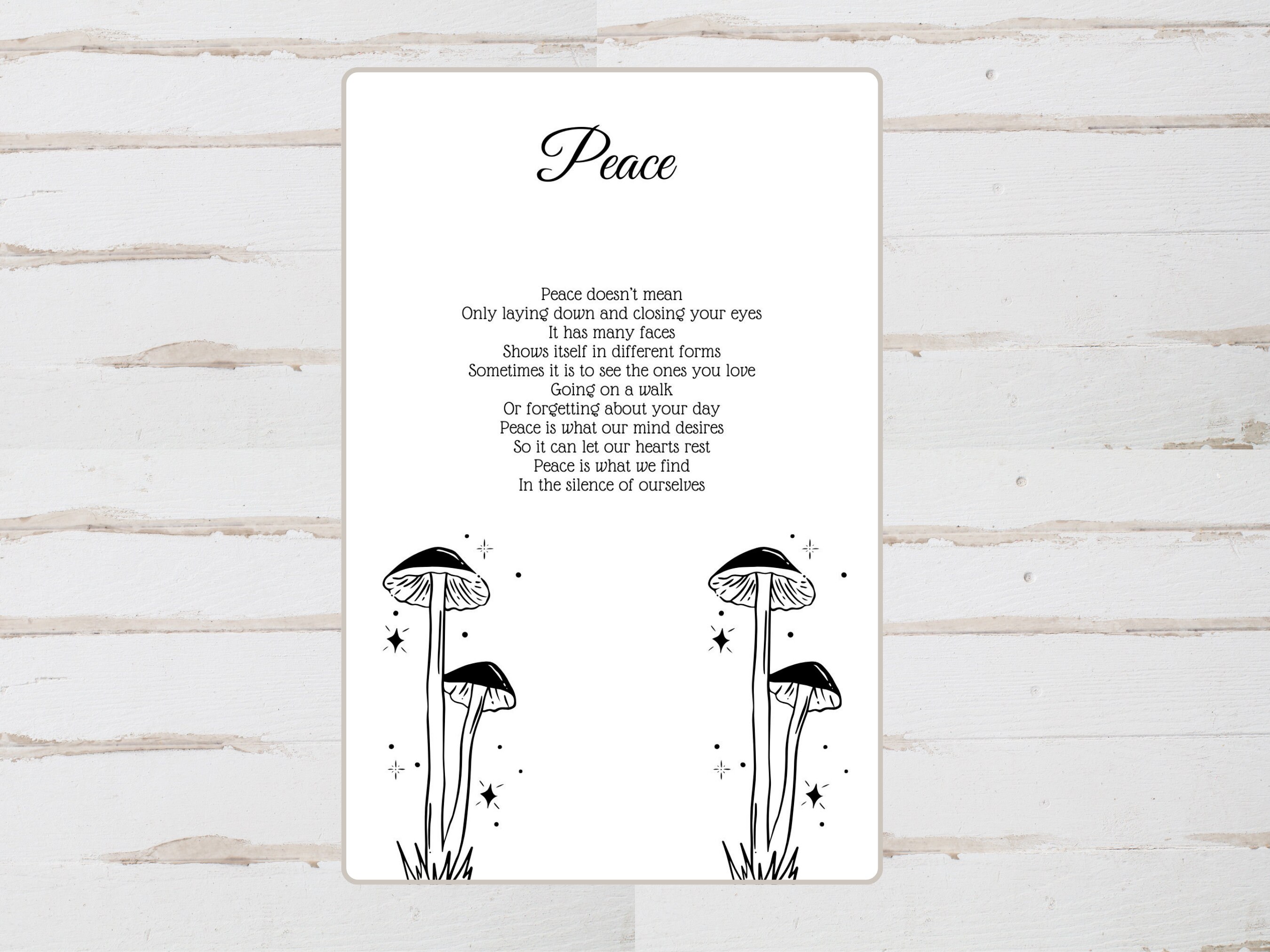 Nature Mushrooms Poem Digital Download Printable Poem Peaceful Etsy