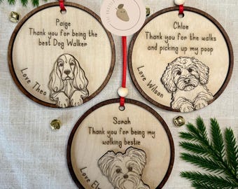 Personalised Dog Walker Ornament | Christmas Gift | Pet Bauble | Stocking Filler | Keepsake