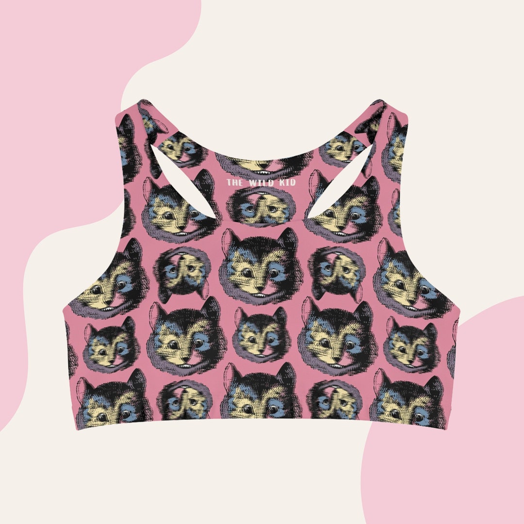 Cute Cat Mermaid Print Sports Bra