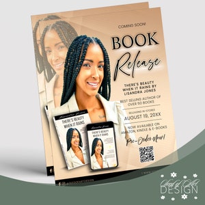 Minimal Neutral Black Modern Book Launch Release Marketing 8.5x11 Flyer | Advertisement | Author | Business | Printable Instant Download