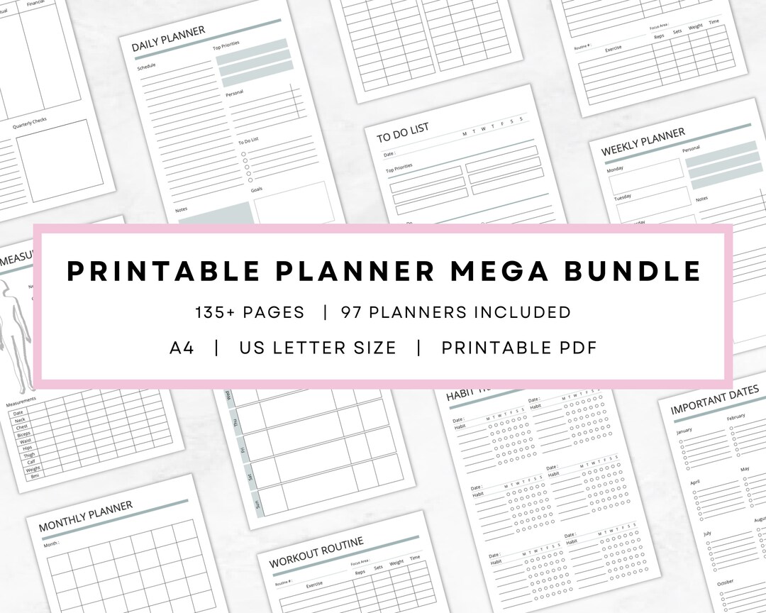 Printable Planner Ultimate Life Planner Bundle Household Binder Planner