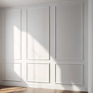 Ready-to-Install 6-Frames Wall Molding Kit - Pre-Cut, Primed & Customizable Decorative Frames for DIY Wall Design
