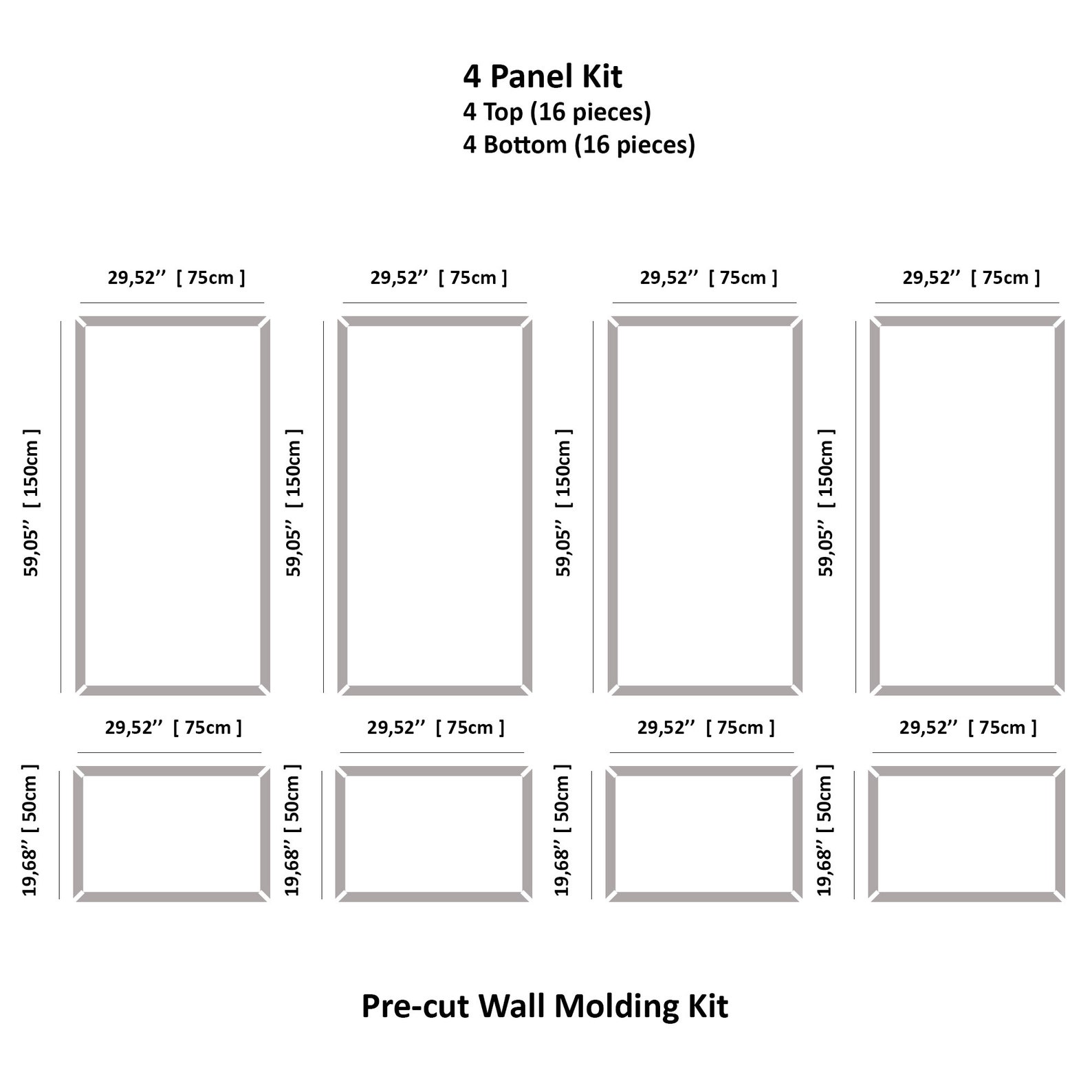 Wall Molding Kit - Pre-cut Wall Paneling Kit - Accent Wall Trim, Ready ...