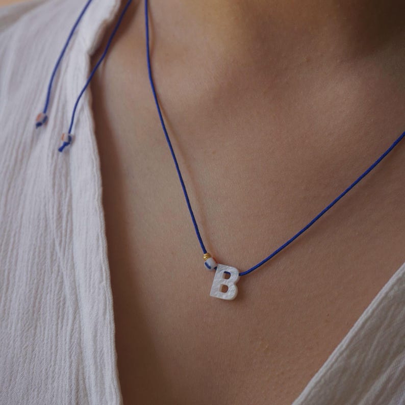Mother Pearl  Letter B Pendant Necklace