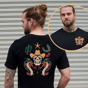 Tattoo Shirt Cowboy, Western Tattoo Style Tee, Traditional Tattoo Art T-Shirt, Old School Tattoo Design Clothing, Gift for Tattoo Lover