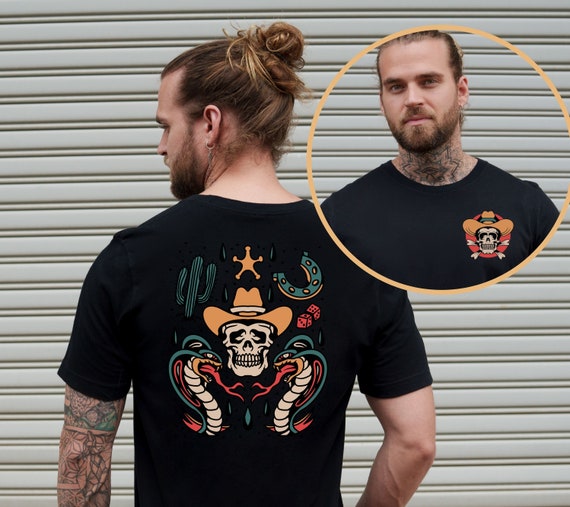 Tattoo Shirt Cowboy, Western Tattoo Style Tee, Traditional Tattoo Art T- shirt, Old School Tattoo Design Clothing, Gift for Tattoo Lover - Etsy