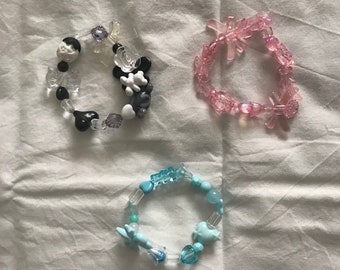 conjunto de pulseras estéticas hechas a mano, elásticas, dijes, envío gratis