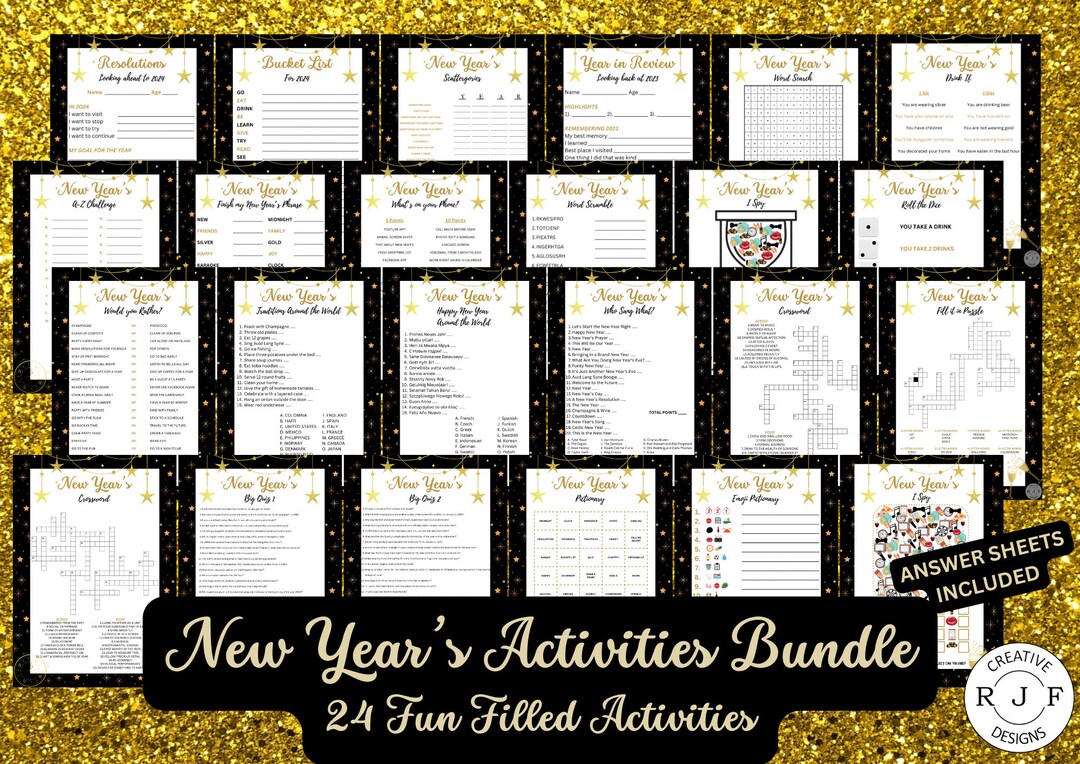 New Years Games Bundle 24 Games Party Games, New Year's Activities