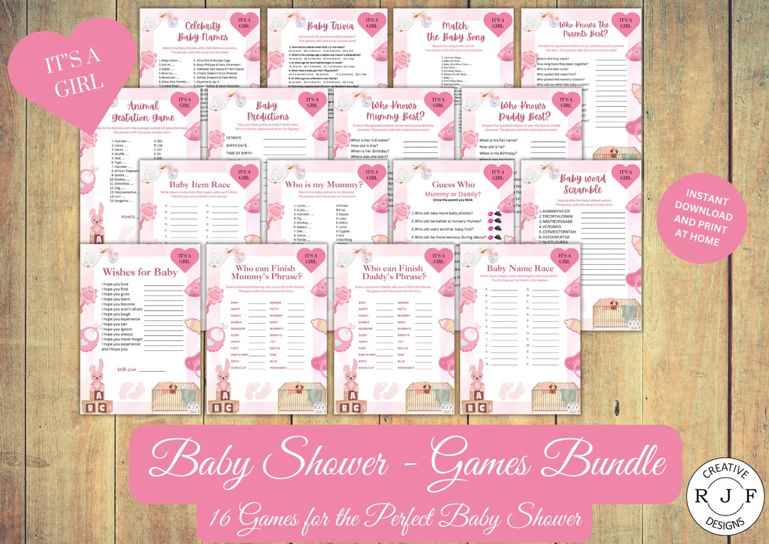 Baby Shower Games Bundle 16 Games for the Perfect Baby Etsy