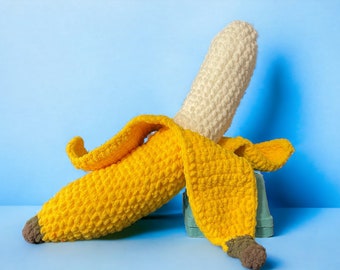 HUGE Crocheted Jumbo Banana with removable peel