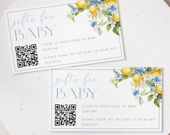 Lemon Gift Registry Card | Editable Blue Citrus Brunch | Main Squeeze Theme | Digital Template