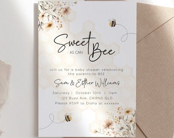 Sweet As Can Bee Invitation | Editable Honey Theme Baby Shower Invite | Digital Template