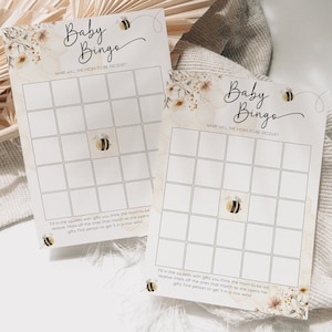Bee Baby Shower Bingo Game Card, Fully Editable Shower Game A Little Honey Is On The Way Printable Decor For Parents To Bee or Mom To Bee