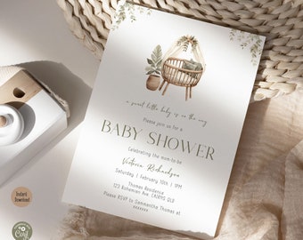 Boho Baby On The Way Shower Invitation | Minimalist Nursery Theme | Digital Template