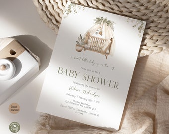 Boho Greenery Baby Shower Invitation | Minimalist Nursery Theme | Digital Template
