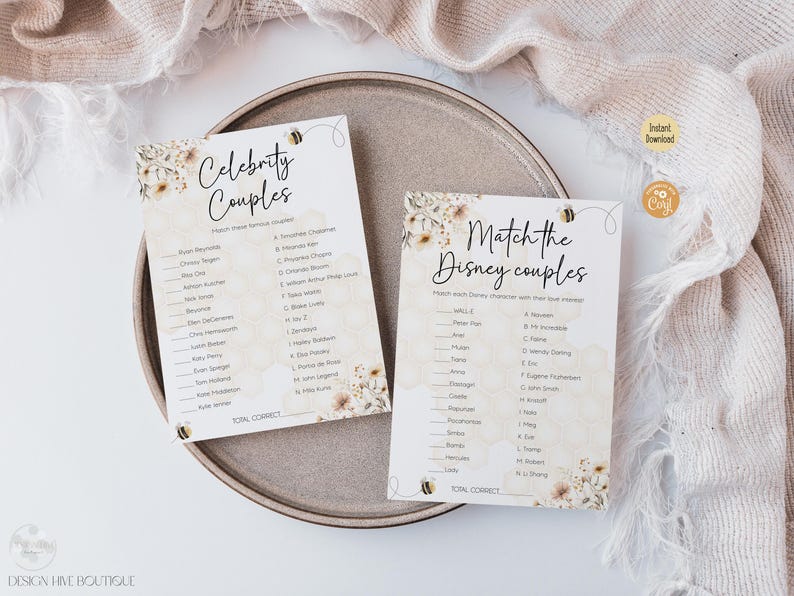 Bee Bridal Shower Games Bundle | Editable She Found Her Honey Theme | Digital Template image 4