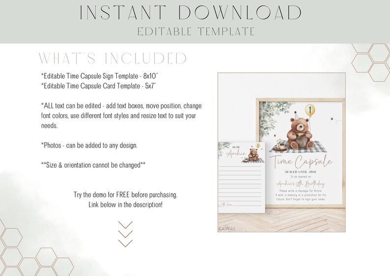 Teddy Bear Picnic Time Capsule Sign | Minimalist Beary First Birthday ...