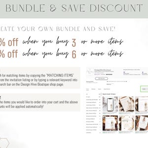 May include: A graphic with text that reads "Bundle & Save Discount" and "Create Your Own Bundle and Save!"  The graphic also includes the text "50% off when you buy 3 or more items" and "70% off when you buy 6 or more items".  The graphic also includes instructions for how to bundle items and save money.