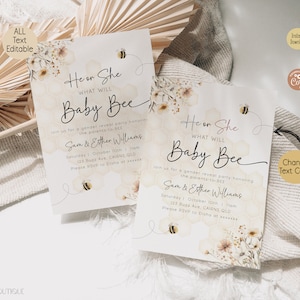Honey Bee Gender Reveal Invitation | What Will Baby Bee Shower Invite | Digital Template image 2