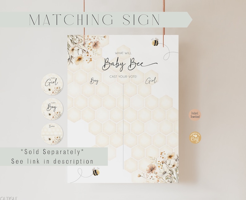 Honey Bee Gender Reveal Invitation | What Will Baby Bee Shower Invite | Digital Template image 8