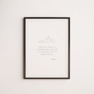 Lead Me To The Rock, Psalms 61 2 KJV, Minimal Christian Wall Art, Modern Scripture Print, Bible Verse Art, Aesthetic Home Decor, Boho Decor