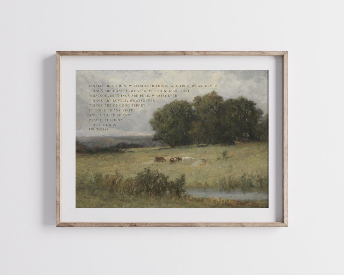 Cottage Scripture Image Christian Wall Art, Philippians 4 8 KJV, Cottage Core, Modern Farmhouse ...