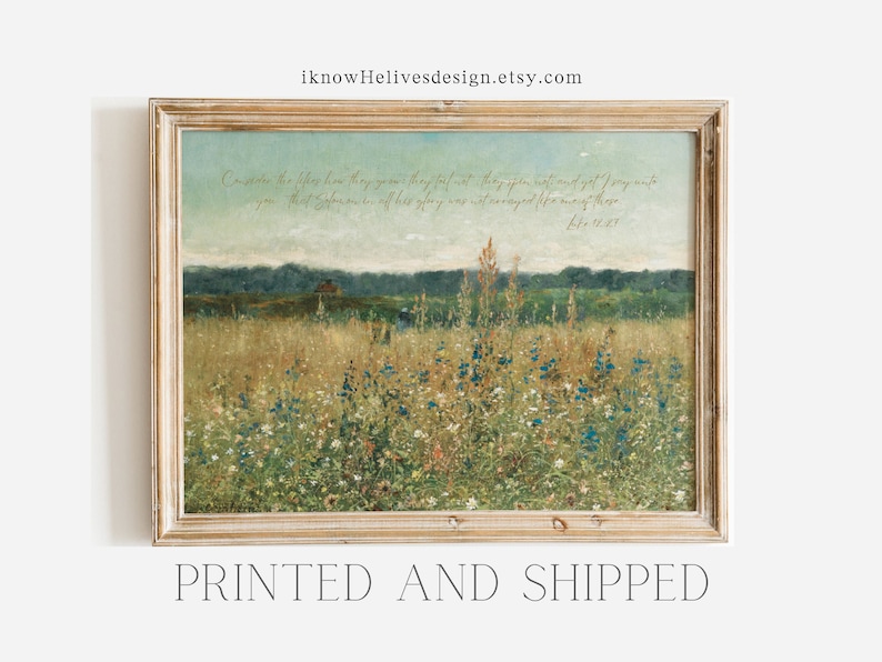 Consider the Lilies, Luke 1227 KJV, Floral Vintage Decor, Scripture